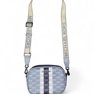 Michael Kors Light Blue Crossbody Bag With Creme Strap